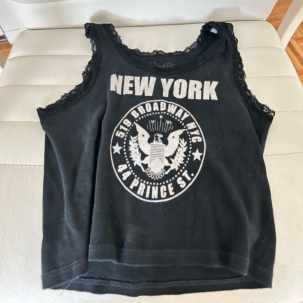 Brandy Melville Black Lace Trim New York Tank